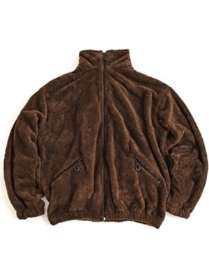 Erkek Pelüş Ceket Kalın Oversize Fermuarlı