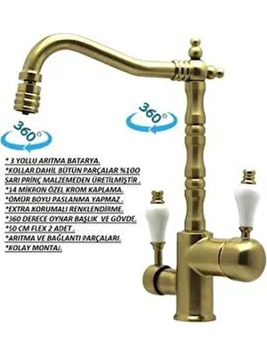 Arıtmalı Rustik Mat Altın Evye Bataryası