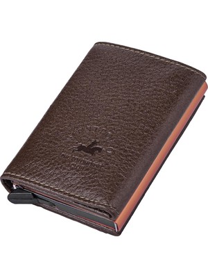 Louisiana Polo West Polo Mekanizmalı Kartlık Hakiki Deri Kahverengi 5540