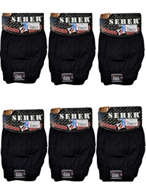 Seher 6'lı Erkek Penye Boxer Düz Desenli Dokuma Kumaş ile Rahat Kullanım
