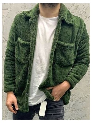 Insane Minds Unisex Normal Kalıp Cep Detaylı Düğmeli Pelüş Ceket Uzun Kol Casual Stil