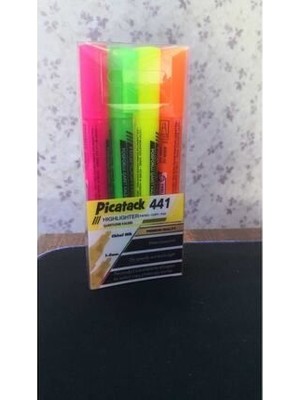 Picatack Çok Renkli Fosforlu Kalem 4 Lü Set Ölçüler ile Pratik Kullanım