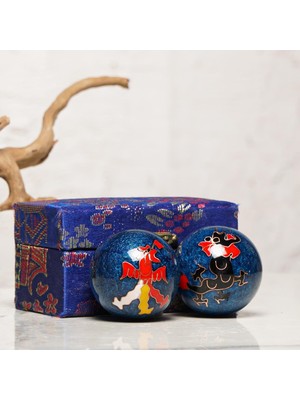 Dragon Temalı Mavi Zen Meditasyon Baoding Topu