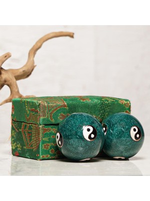 Yin Yang Temalı Yeşil Zen Meditasyon Baoding Topu