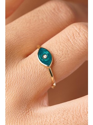 14 Ayar Altın Taşlı Sedefli Yüzük