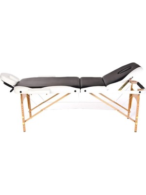 Comfort Plus Masaj Masası Siyah&beyaz | Ahşap Ayaklı, Ayarlanabilir Yükseklik, Taşıma Çantalı GM-305