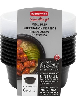 Rubbermaid Takealongs Yemek Hazırlık Kabı 1.2 L – Set (Tek Bölmeli, Kapaklı, Mikrodalga ve Bulaşık Makinesi Uyumlu)
