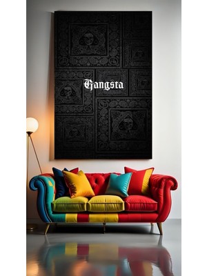 Özkacar Group Gangsta Yazılı Ev Duvar Salon Güzellik Salonu Ofis Dükkan Dekarasyon Kanvas Tablo