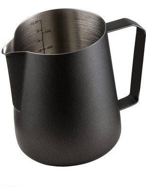 304 Çelik 600 ml Siyah Teflon Kaplama Kahve Süt Köpürtme Potu Sütlük Pitcher