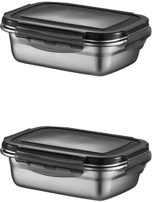 2 Adet 304 Çelik 550 ml Yemek Meyve Et Buzdolabı Beslenme Saklama Kabı MT224