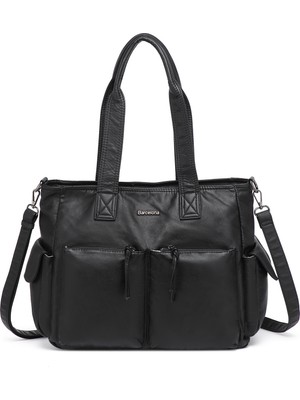 Barcelona Büyük Shopper Çok Cepli Uzun Askılı Kadın Omuz ÇANTASI1927 Siyah