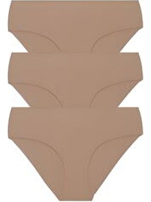 Kadın Ten Lazer Kesim Dikişsiz Iz Yapmayan Yumuşak Mikro Kumaş Bikini Külot Kadın 3'lü Paket