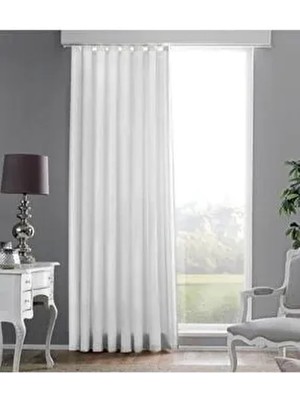 Cortibo Düz Desenli Beyaz Saten Güneşlik Perde 400 x 200 cm Polyester Kumaş ile Salon İçin Uygun
