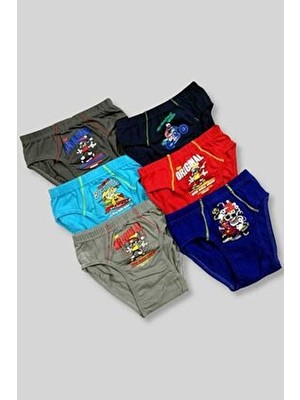 Tutku Erkek Çocuk Baskılı Çok Renkli 6'lı Paket Elastan Pamuk Dokuma Külot