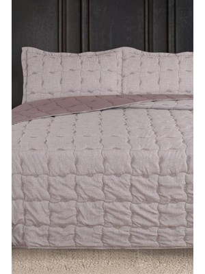 Lesya Nakışlı Elyaf Dolgulu Çift Kişilik 240X260 cm Yatak Örtüsü Gülkurusu