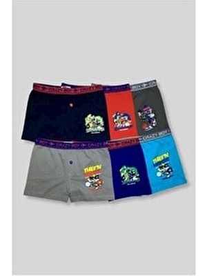 Erkek Çocuk Likralı Baskılı Boxer 6`lı