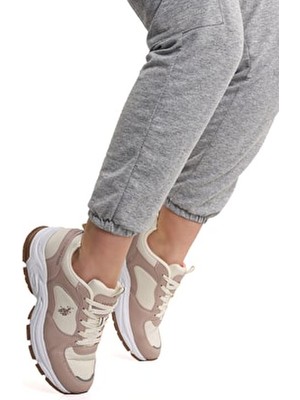 U.S. Polo Assn. Kadın Yürüyüş Spor Ayakkabı Pudra Renkli Bağcıklı Tekstil Malzeme ile Konforlu