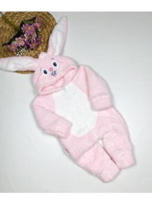 Belirtilmemiş Welsoft Tavşan Tulum Kız Bebek İçin Pembe Renk Uzun Kol Pamuk Peluşlu Konforlu Kullanım