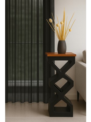 Siyah Grek Düz Tül Perde, Sık Pile, Düz, Sade, Tül Perde, Kornişli, Modern, Siyah
