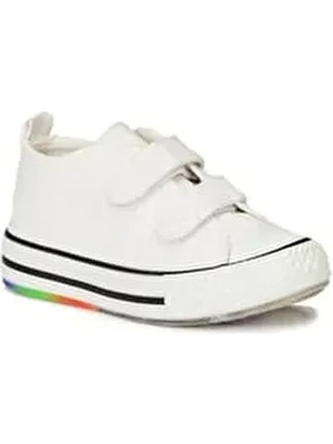 Vicco Ortopedik Tekstil Keten Hafif Çocuk Ayakkabı Düz Taban Beyaz Renkli Tasarım