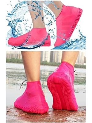 Technojet Kadınlar İçin Pembe Silikon Yağmur Koruyucu Ayakkabı Kılıfı Su Geçirmez Şık Tasarım