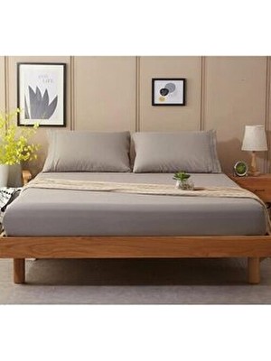 Moda Home Lastikli Pamuk Penye Çarşaf Gri 100 x 200 cm Düz Desenli Yumuşak Kumaş