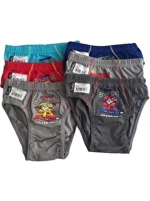 Tutku Rengarenk Baskılı Boxer Külot 6'lı Paket İçeriği ile Erkek Çocuklar için Pamuklu Dokuma