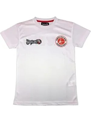 DragonDo Giftoom Spor Türkiye Kick Boks Federasyonu Armalı Beyaz Tişört Kısa Kol Regular Fit Kumaş