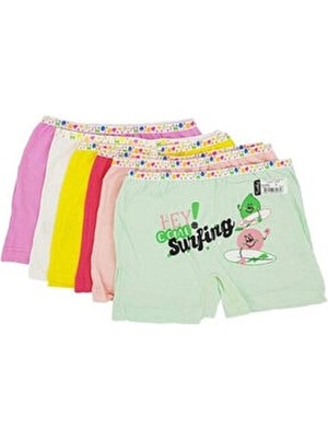 Kız Çocuk Renkli Likralı Pamuk Boxer 6 Lı Paket
