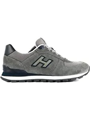 Hammer Jack Peru Gri Deri Erkek Spor Ayakkabı Düz Taban Günlük Kullanım İçin Rahat Tasarım