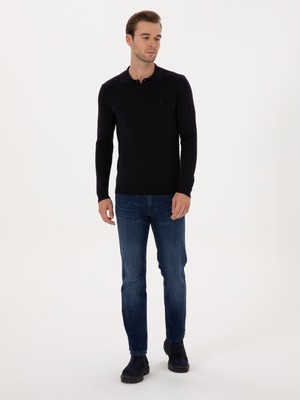 Cacharel Lacivert Regular Fit Pamuk Karışımlı Polo Yaka Basic Triko Kazak 50318673 VR033