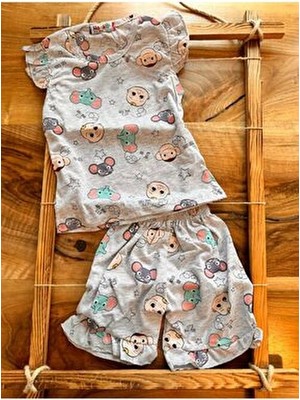 Bebtaş Yazlık Bebek ve Fil Kafalı Takım Kadın Kolsuz Çok Renkli Desenli Dokuma Kumaş Sezonluk