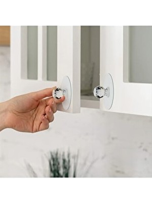 2li Kristal Topuz Kendinden Yapışkanlı Çok Amaçlı Çekmece Kulpu Askı