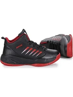 Jump 27800 Siyah - Kırmızı Basketbol Erkek Çocuk Spor Ayakkabı Mikrofiber Dış Materyal ile Normal Bilekli