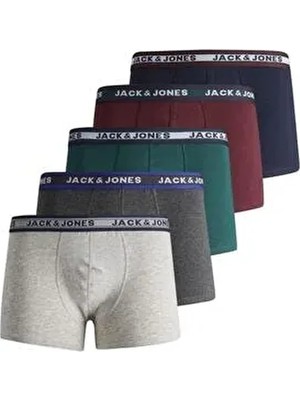 Jack & Jones Erkek Boxer 5 Li Paket Slogan Desenli Lıver Dokuma Paça Tipi
