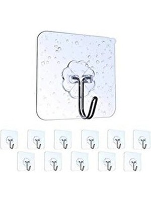 Askı Askılık 12 Adet Güçlü Şeffaf Duvar Askısı Askılığı Yapışkan Vantuz Kanca Mutfak Banyo Aksesuar
