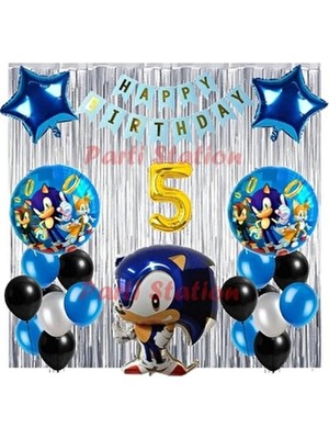 Tilki Sonic Boom Konsept 5 Yaş Balon Set Sonic Boom Tema Doğum Günü Arka Fon Süsleme Balon Set