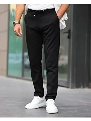 Baselco Erkek Slim Fit Likralı Jogger Pantolon Pamuk - Polyester - Elastan Orta Kalınlık Düz Siyah
