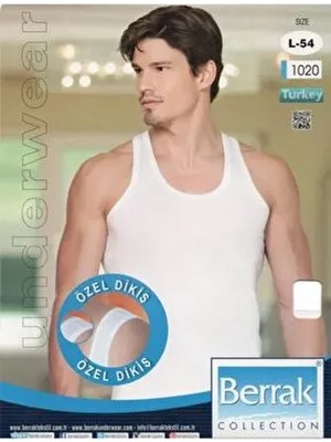 Berrak 1020 Formalı Beyaz Atlet 6'lı Paket Dokuma Kumaş Özel Dikiş XS Beden Nefes Alabilir