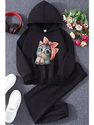 Uygun Tarz Çocuk Sevimli Kedi Eşofman Takımı