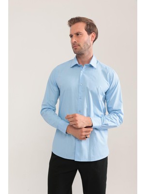 Poplin %100 Pamuk Slim Fit Erkek Gömlek