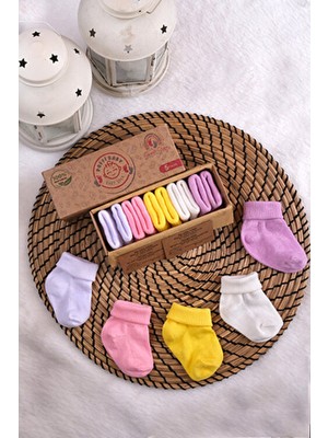 Organik Pamuk Unisex 5'li Kutulu Premium Yeni Doğan Bebek Çorabı