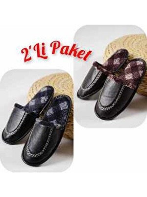 2'li Karışık Erkek Ev Terliği Misafir Terliği Çeyiz Bohça Terliği Damat Terliği Süper Fırsat