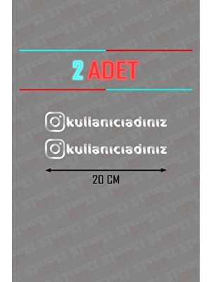 2 Adet Chrome 20 cm Instagram Logolu Kullanıcı Adı Araç Kelebek Cam Sticker Etiketi Folyo Kesim