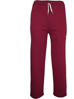 3 Iplik Şardonlu Pantolon Kesim Bordo Tek Alt Eşofman