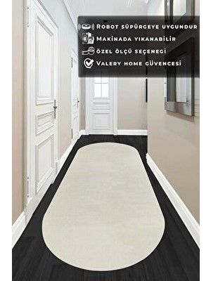 Oval Comfort Overloklu Peluş Yolluk Ekru
