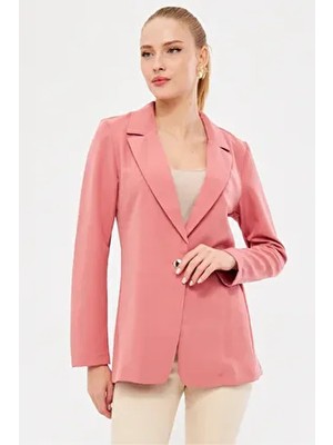Armonika Kadın Pembe Tek Düğmeli Ceket ARM-23Y001047 Regular Kalıp Casual Günlük Stil Uzun Kol