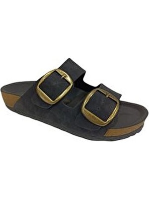 6958 Siyah Çift Toka Kadın Terlik