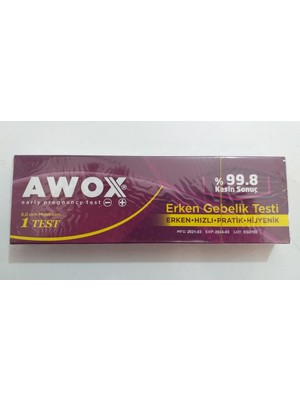 Awox Erken Gebelik Testi %99,8 Kesin Sonuç 1 Test Pratik Hijyenik Kullanım İçin