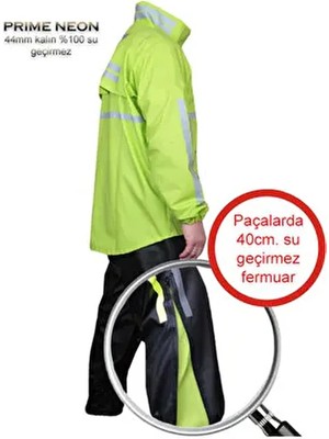 Motosiklet Yağmurluk Takım Prime 0.44MM. Kalın %100 Su Geçirmez Kumaş Fermuarlı Paça Reflektörlü